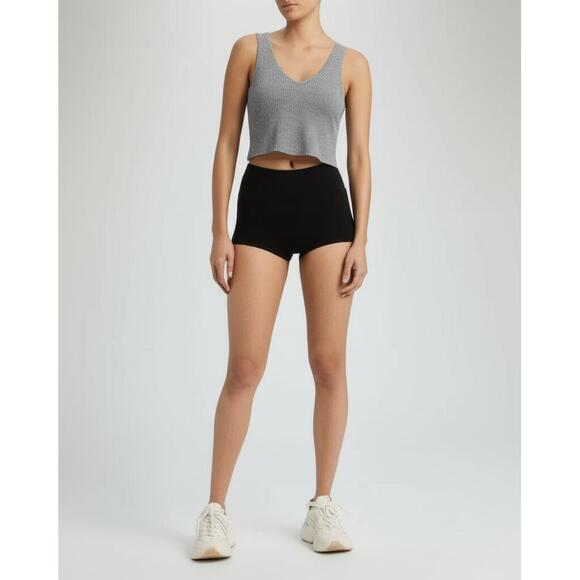 Abercrombie & Fitch Tops - Abercrombie & Fitch Gray Ribbed Knit V-Neck Sleeveless Tank Top Crop Top Size S